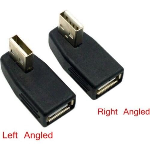 USB Connector Angled Vertical Left & Right Direction Angled 90 Degree USB 2.0 Male to Female Extension Adapter Low Profile Black