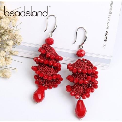 Beadsland Crochet Earrings Glass Jewelry Bohemia Dangle Drop Earring Fashion Women Girl Gift 38535