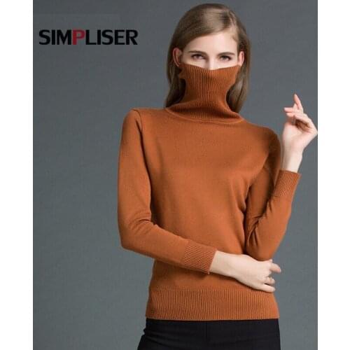 Knitting Pullovers For Women 2021 Turtleneck Sweaters Long Sleeve Knitted Tops Ladies Fashion Clothings Winter Red Blue White