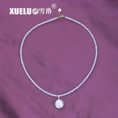 XUELUO 3-4mm Mini Micro Small Fashion Pearl Jewelry with pendant Natural Cultured Freshwater Round Pearl Choker Necklace