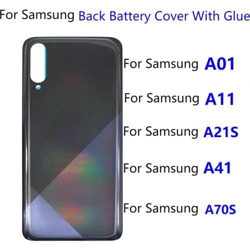 10PCS Back Battery Cover With Glue Adhesive Sticker Rear Door Housing Replacement Parts For Samsung Galaxy A01 A11 A21S A41 A70S