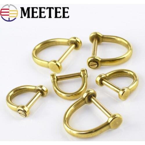 4Pcs Solid Brass D Shackle Clasp Metal Buckles Keychain Ring Hook Bag Strap Clasps DIY Leather Craft Accessories