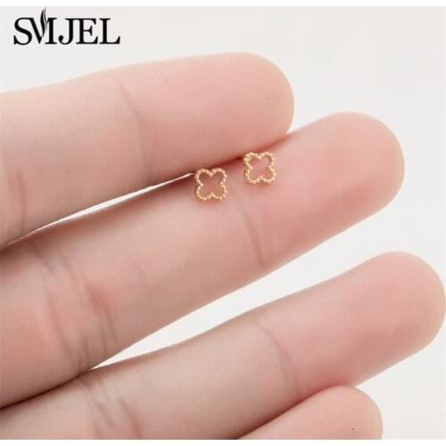 Tiny Hollow Cross Stud Earrings for Women Girls Gold Color Flower Earring High Quality Jewelry Birthday Gifts Pendientes 2021