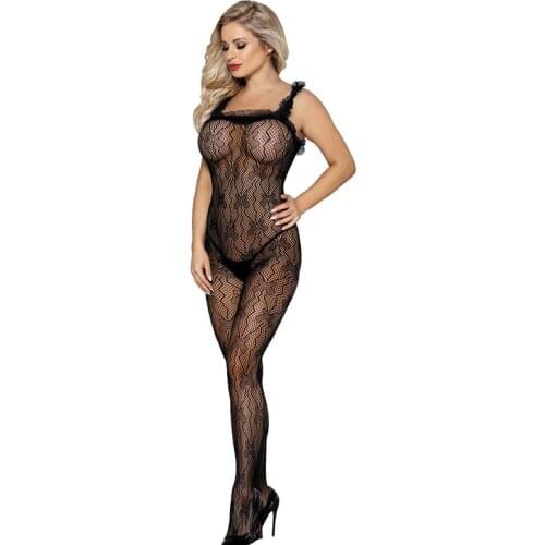 Fishnet Bodystocking Plus Size Women Crotchless Sexy Body Stocking Erotic Mesh Lingerie Bodysuit Black Elastic Teddies HS3139