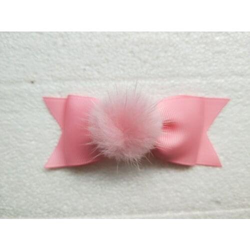 10 pcs girl 4 inch hair bows clips pom pom fur pompon headwear pompoms hair accessories Hairpins