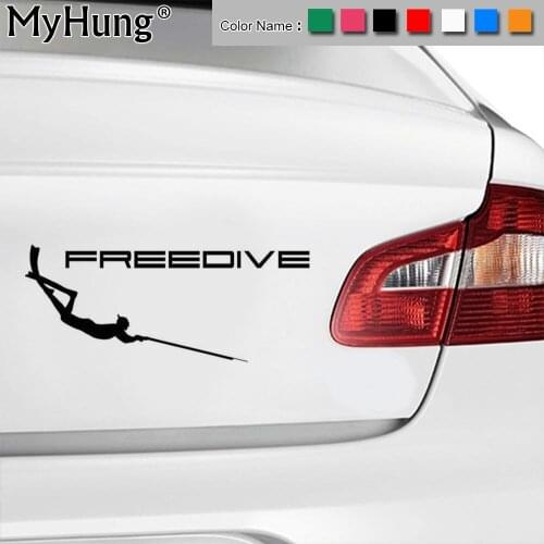 17.8CM*7.2CM Spear Fishing Vinyl Decals Wetsuit Pneumatic Speargun Freediving Snorkel Sticker For Universal Car Window Stickers