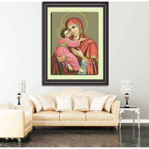 2018 Real Europe New Diy Diamond Painting Cross Stitch Rhinestone 30x40cm Christian Religion Madonna And Child House Decoration