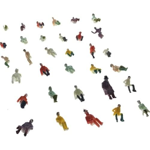 20pcs Architecture 1:87 Scale 1.3cm ABS Plastic Sitting Color Figures For Ho Train Layout