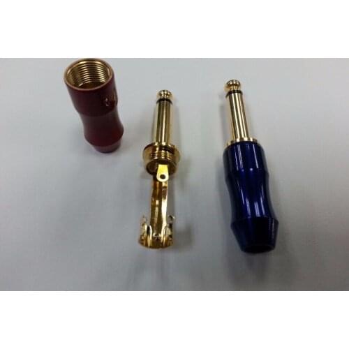 20pcs GOLD PLATED 6.3mm 1/4" MONO JACK PLUG connector for soldering