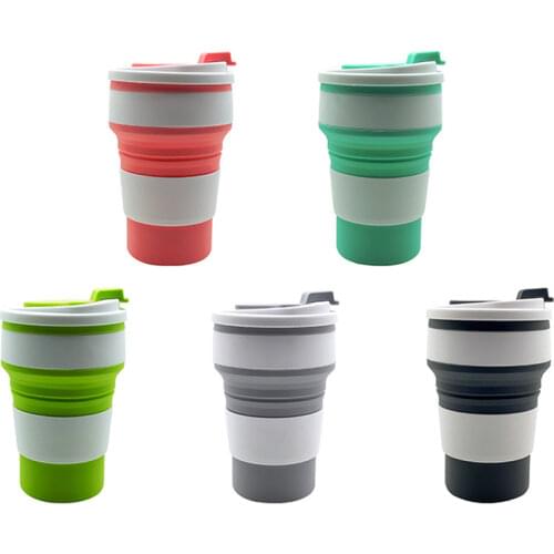 350ml Silicone Multifunctional High Temperature And Scald Resistant Portable Folding Water Cup With Lid