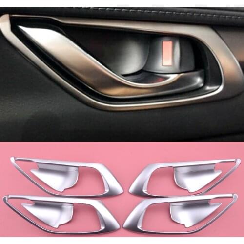 4Pcs Car Interior Side Door Handle Bowl Cover Trim Silver Plastic Fit for Mazda CX-5 2017 2018 2019