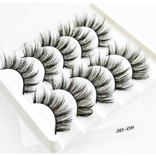 5 Pairs Multipack 5D Soft Mink Hair False Eyelashes Handmade Wispy Fluffy Long Lashes Nature Eye Makeup Tools Faux Eye Lashes