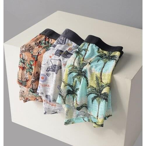 6Pcs Ice Silk Mens Underwear Boxers Male Panties Breathable Sexy Man BoxerShort Printing Underpants Comfortable Sexy Men Shorts