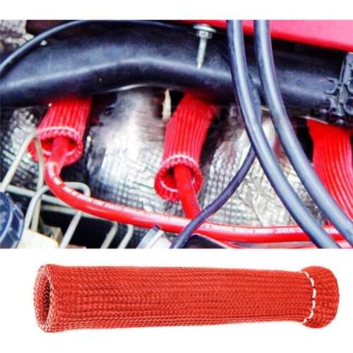 8 Pieces Black Red 1200 Universal Spark Plug Wire Boots Heat Shield Protector Sleeve For GM Chevy Ford