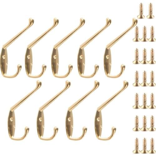 9 Pack Coat Hooks Wall HooksHeavy Duty Wall Mounted for Hat Hardware Dual Prong Retro Coat Hanger with 20 Screws