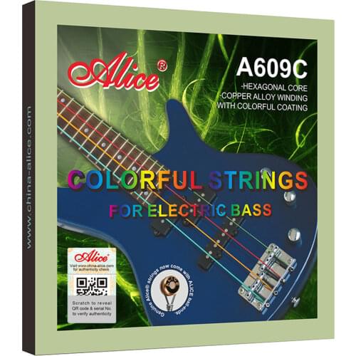 Alice A609C Colorful Coated Copper Alloy Wound Electric Bass Strings A Set 4 Strings Wholesales