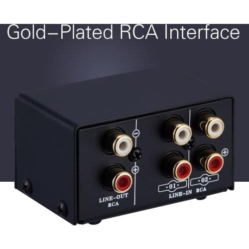 LINEPAUDIO Audio Switcher 3.5mm 2 in 1 Out / 1 in 2 Out A/B Switch Stereo Audio Splitter Box with No Distortion 3.5mm Jack