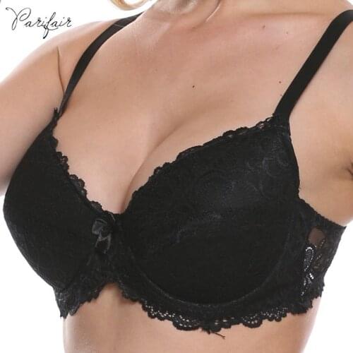 PariFairy Sexy Lace Bra Floral Bras for Women C D Cup Lingerie Unlined Push Up Underwired Bralette Female Bow Brassiere