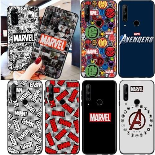 Marvel Logo Avengers For Honor 8S 8C 8X MAX 8A 8 7S 7A 7C Play 3E Prime Pro 2020 2019 Silicone Black Phone Case