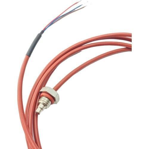 3 Wires PT100 Temperature Sensor with Silicone Gel Coated 1.5Meters Probe M8*1.25 Thread -50-180 centigrade RTDs