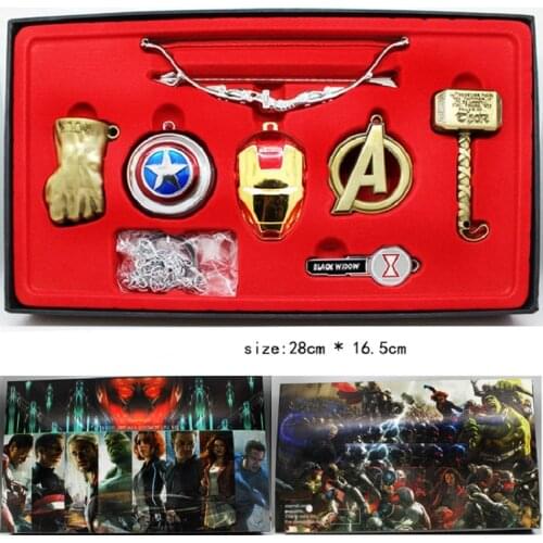 Marvel Action Figure Toy Avengers Hawkeye Weapon Thor Harmer Captain America Shield Keychains Ironman Pendant Collection Gift
