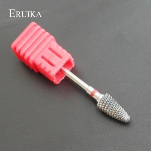 ERUIKA 1pc Red F Carbide Nail Art Drill Bit Cuspidual Electric Rotary Drill Nail File Remove Nail Gel Nail Salon Accessory