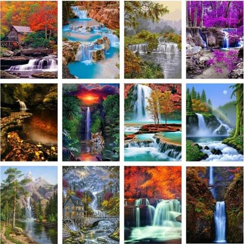 EverShine Diamond Painting Landscape Waterfall 5D Mosaic Embroidery Full Display Picture Of Rhinestones Home Decoration