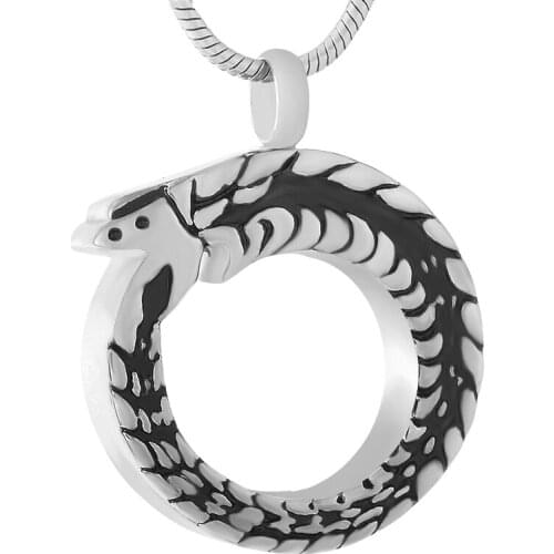 IJD9419 Stainless Steel Snake Cremation Pendant - Loss Of Pet Memorial Urn Jewelry - Keepsake Urn Necklace For Ashes