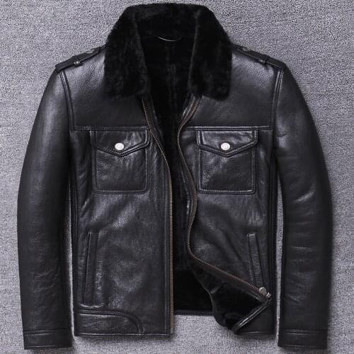 Haining genuine leather clothing man one loose coat lamb hair machine vehicle jacket sheep shearing overcoat flight pilot bomber