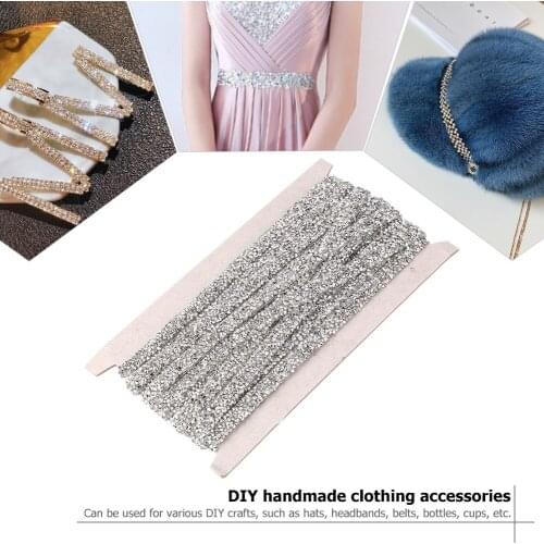 10 Yards Silver Bling Wrap Crystal Ribbon Jewel Strips Rhinestone Mesh Ribbon Roll Decor DIY Clothing Accessories