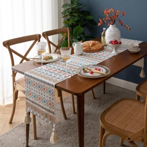 Moroccan Geometric Striped Table Runner Bohemian National Table Runners Bed Mat TV Cabinet Cloth Dining Wedding Table Decoration