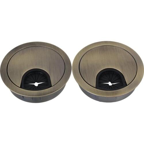 50mm Bronze Zinc Alloy Multifunction Wire Hole Cover Computer Desk Cable Grommet Pack of 2