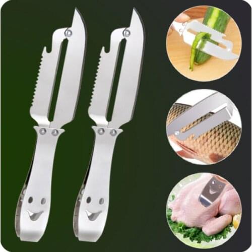 Multifunctional Stainless Steel Fruit Peeler Pig Hair Clip Fish Scale Scraping Kitchen Accessories 2 Pieces/Lot Vegetable Peeler