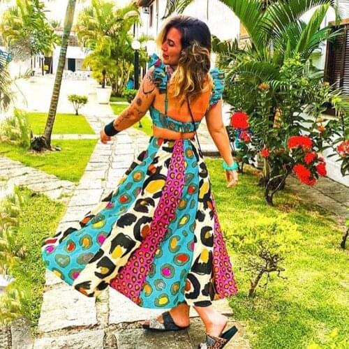 2021 New Net yarn Ruffle Bikini Sets Beach Cover Up Leopard Print Floral Swimwear Women Swimsuit Beachwear Bathing Suit