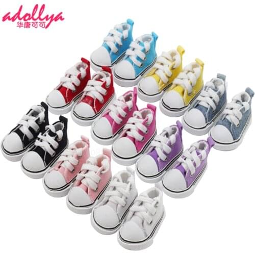 Adollya 5cm 1/6 BJD Doll Shoes Handmade Shoes For Dolls Mini Canvas Shoelace Doll Accessories Toys For Children BJD Accessories