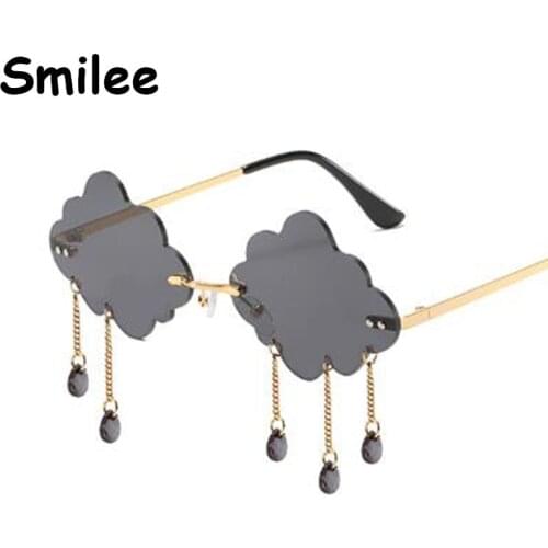 Tear Drip Sunglasses Women 2020 Luxury Designer summer shades Blue Color drip glasses Funny Rimless Cloud Sunglasses UV400