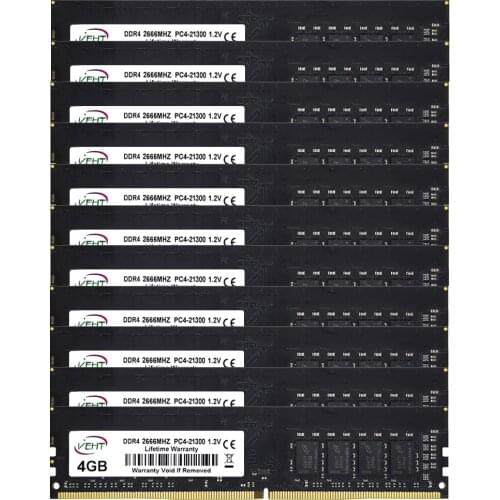 10PCS VEHT DDR4 4GB RAM Desktop Memory 4GB PC4-21300 ddr4 ram DIMM 2666MHz RAM 1.2V 288PIN NON ECC ddr4 ram desktops ram