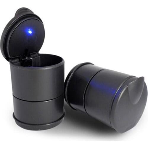 Portable LED Ashtray For Car Black Ashtrays With Lids Cylinder Cigarette Ashtray With Detachable Storage Box