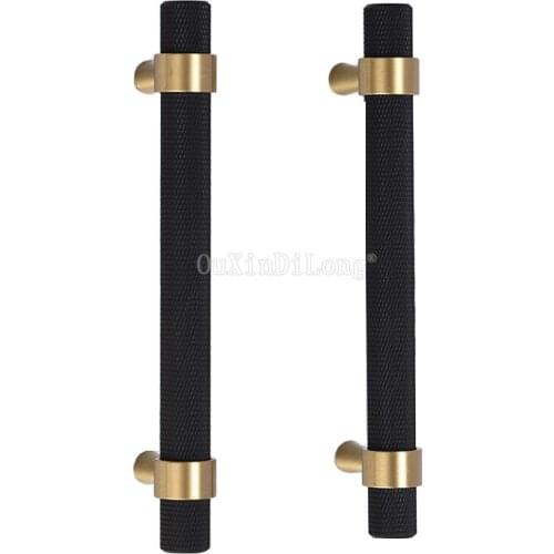 10PCS Brass Gold/Black Knurled Handle Textured Furniture Handles T-bar Wardrobe Dresser Cupboard Cabinet Drawer Pulls GF123