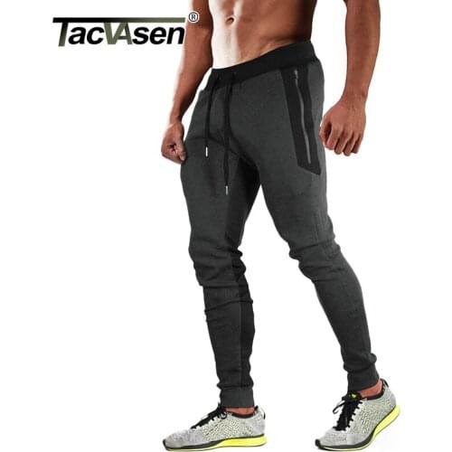 TACVASEN Breathable Zipper Pockets Jogger Tapered-Leg Training Pants Mens Workout Fitness Sweatpants Trousers Exercise Gym Pants