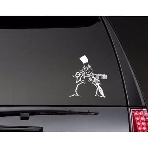 Snowman With Pipe And Umberella Vinyl Window Car Stickers Rear windshield Art Decor Waterproof ZP0361