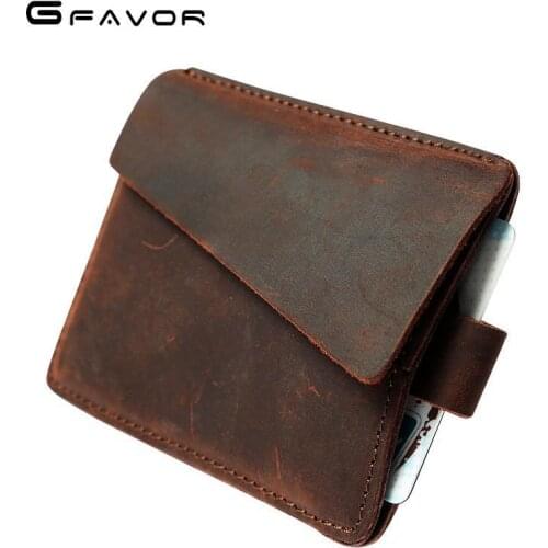 Crazy Horse Vintage Plastic Pull Up Credit Bank Card Case Holder For Men Male Genuine Real Leather Change Money Bag Coin Purse