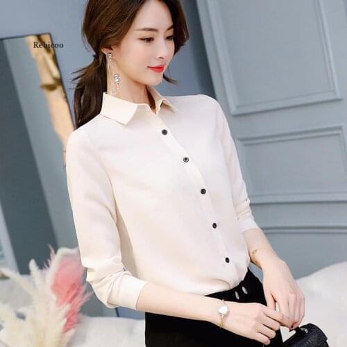 Women Tops Long Sleeve Lapel White Blouse Office Ladies Work Blouses Fashion Clothing Blusas Womens Shirts