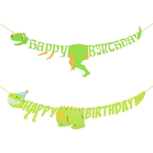 1 Set Dinosaur Happy Birthday Banners For Baby Shower Kids Boys Birthday Party Decorations Animal Safari Theme Party Supplies