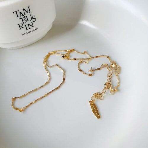 18K Gold Thin 100% Authentic 925 Sterling silver coin Chain choker necklace station statement TLX2255