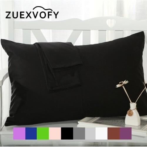 2PCS 100% Cotton Pillow Case 70*70 50*70 50*75 Solid Pillowcase Decorative Pillow Cover Bedding for Hotel Wedding Black