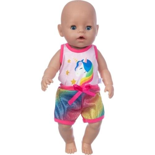 2021 New Short Sleeve Suit Doll Clothes Fit For 43cm born baby Doll clothes reborn Doll Accessories
