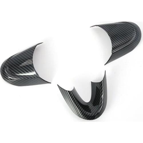 3Pcs Car Steering Wheel Cover Trim for MINI Cooper F54 F55 F56 F57 F60 Carbon Fiber Style Auto Interior Accessories