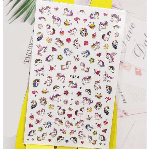 3D Nail Sticker Decals Cute Unicorn Rainbow Design Nail Art Decorations Stickers Sliders Manicure Accessories Nails Decoraciones