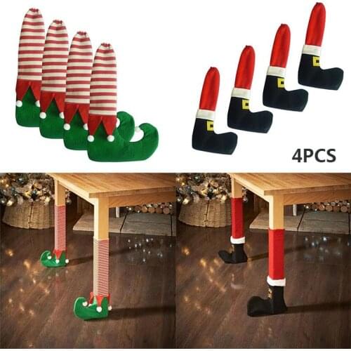 4PCS Christmas Chair Table Leg Foot Socks Prevent Scraping Decorations Gift NEW